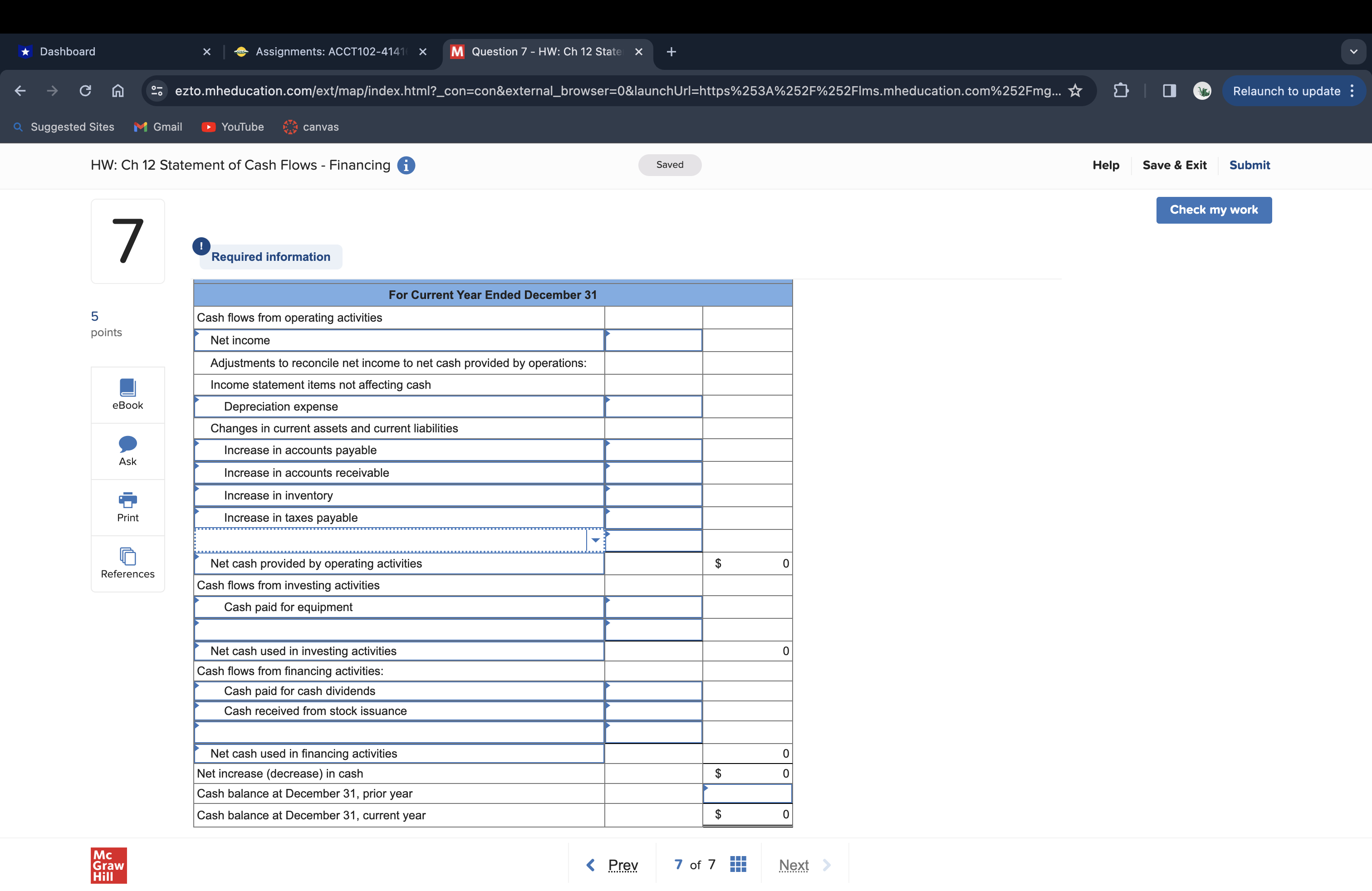 Relaunch to update Suggested Sites 1 Gmail YouTube canvas HW: Ch 12
