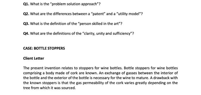  Q1. What is the "problem solution approach"? Q2. What are the