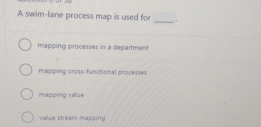  A swim-lane process map is used for mapping processes in a