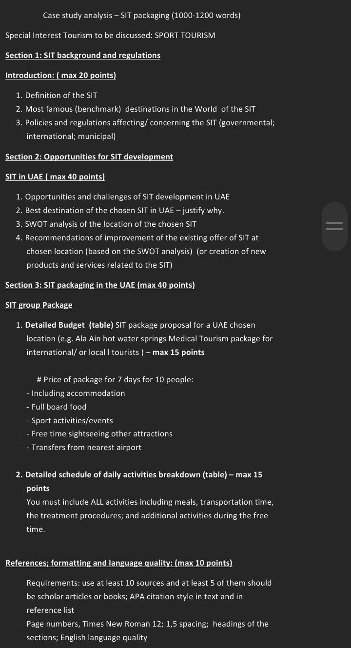 cover all headings like section 1 introduction(1,2,3) , section 2 SIT in