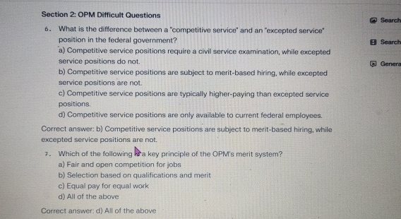  Section 2: OPM Difficult Questions Search 6. What is the difference