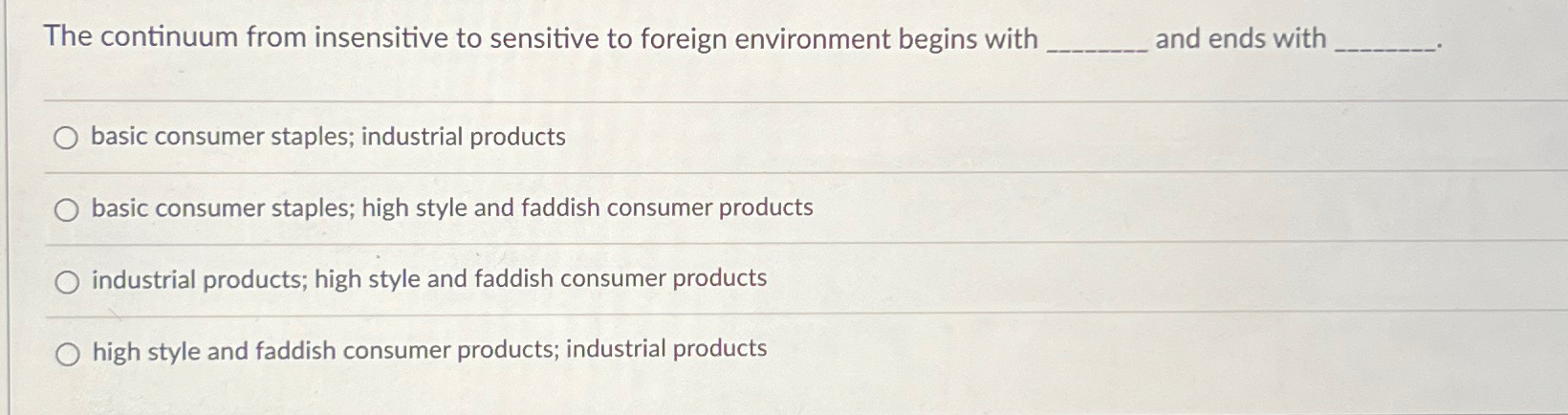  The continuum from insensitive to sensitive to foreign environment begins with