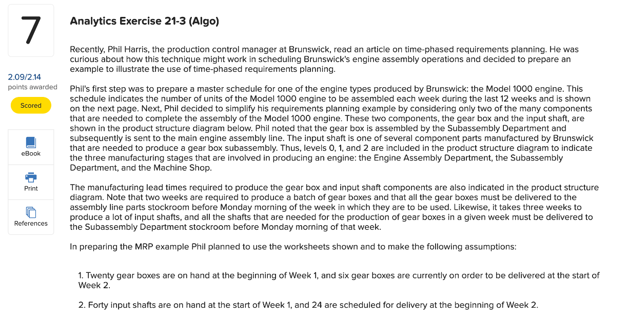  points awarded Model 1000 master schedule a. Initially, assume that Phil