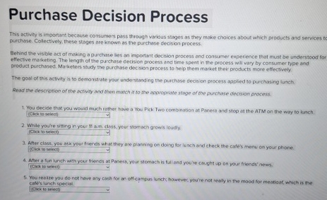  Purchase Decision Process This activity is important because comumers pass through