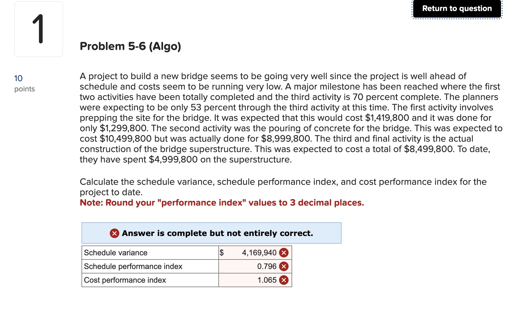  Problem 5-6(Algo) A project to build a new bridge seems to