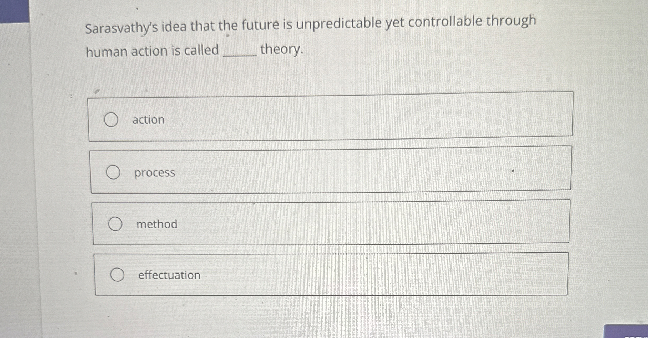  Sarasvathy's idea that the future is unpredictable yet controllable through human