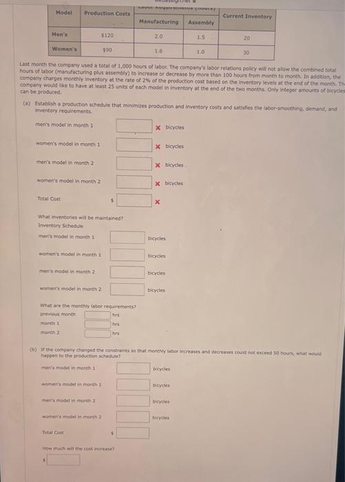 hext two months. Macigemeot wants to develop a production schedule indicating how