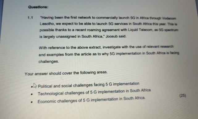  having been the first network to commer Questions: 1.1 "Having been