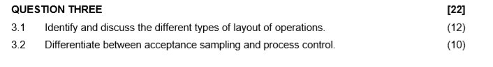  QUESTION THREE 3.1 Identify and discuss the different types of layout