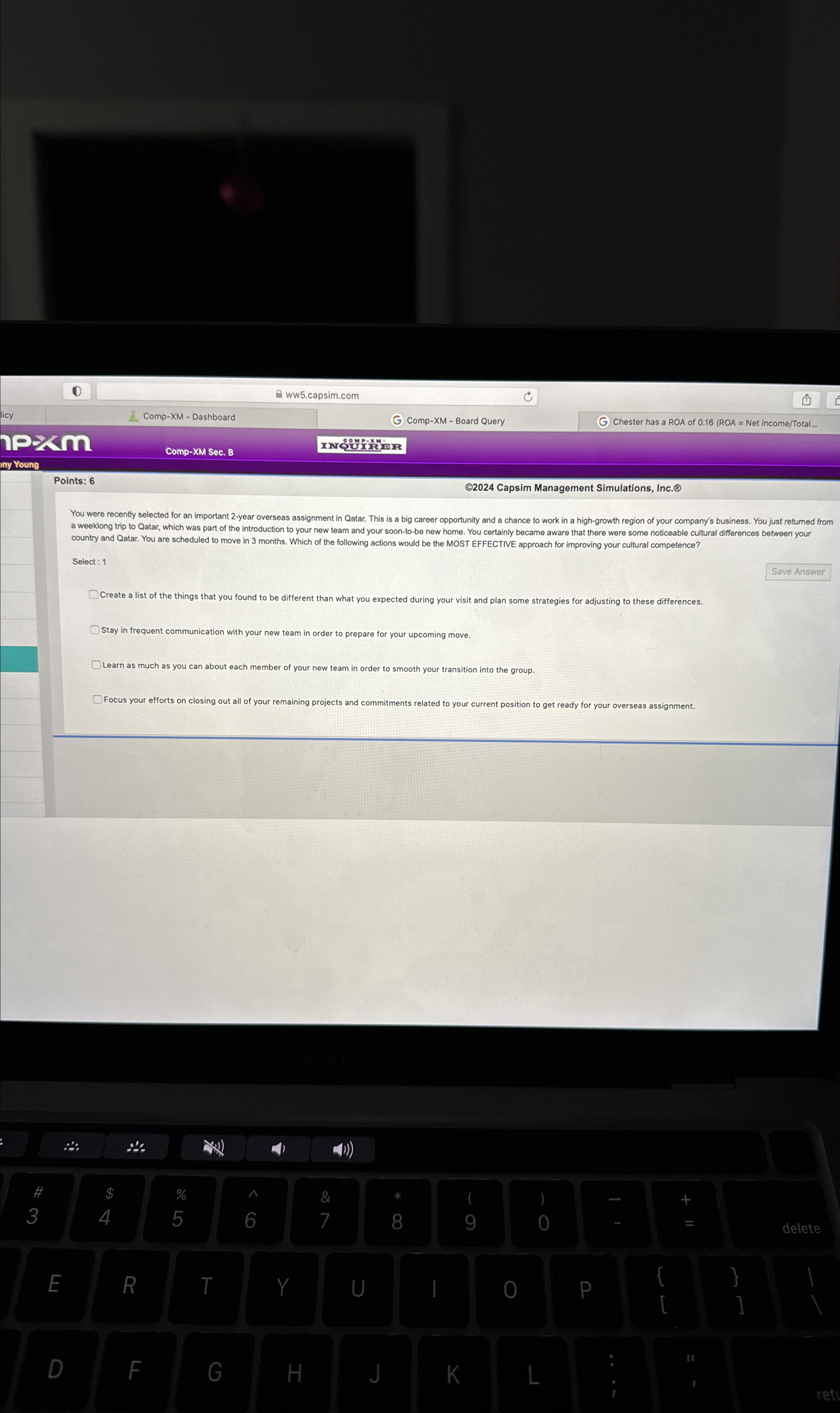  (1) ww5.capsim.com Comp-XM - Dashboard Comp-XM - Board Query Chester has