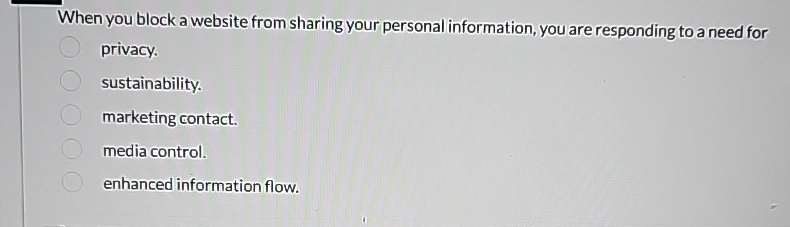  When you block a website from sharing your personal information, you