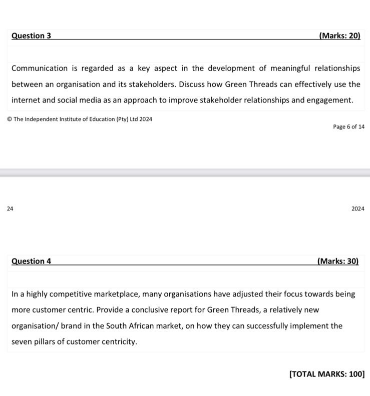  Question 3 (Marks: 20) Communication is regarded as a key aspect