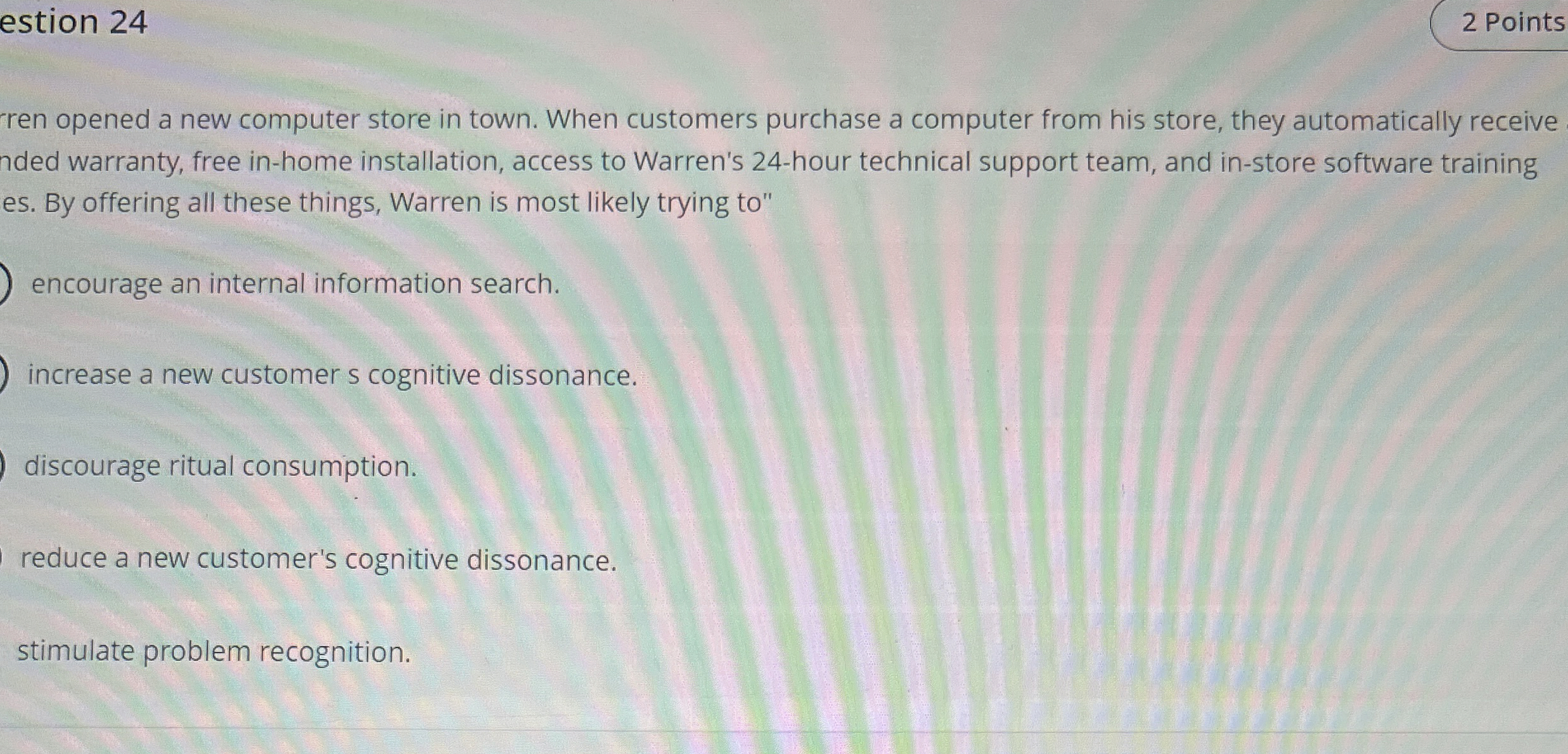  estion 24 ren opened a new computer store in town. When