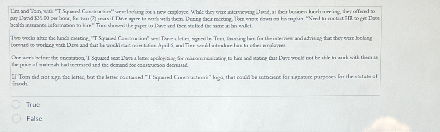  Tim and Tom, with "T Squared Construction" were looking for a