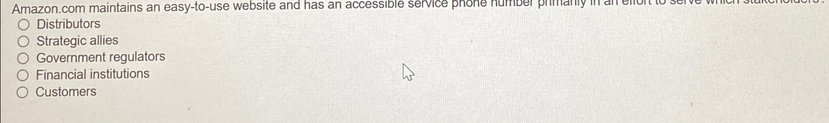  Amazon.com maintains an easy-to-use website and has an accessible service pnone