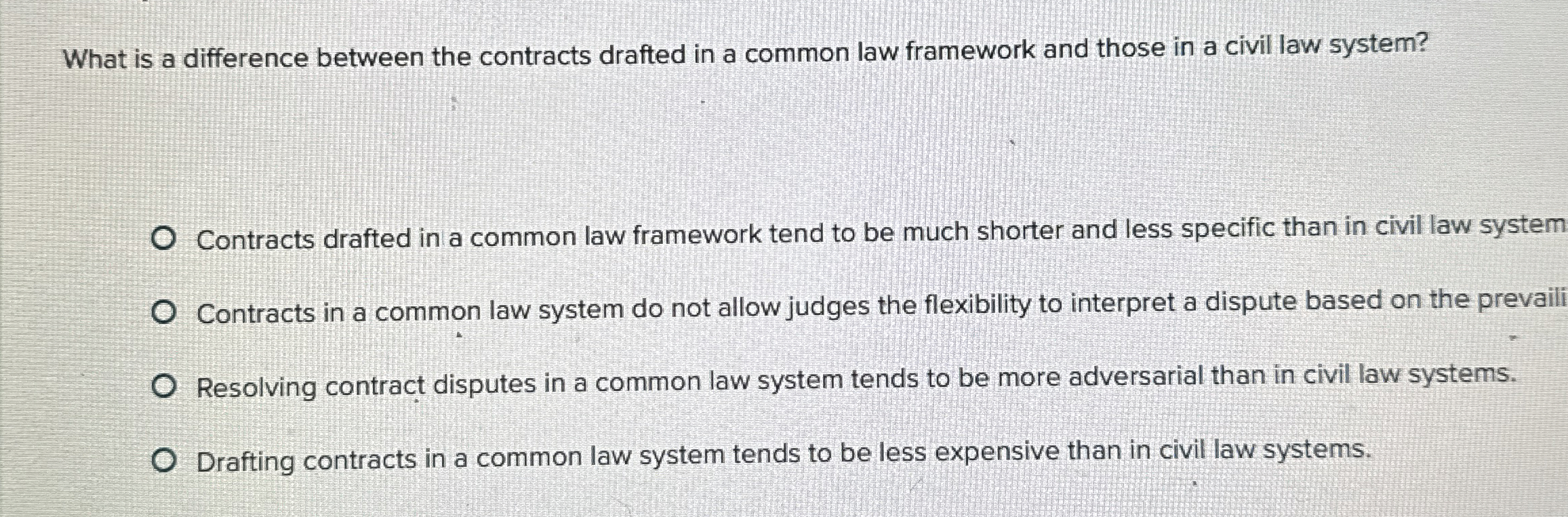  What is a difference between the contracts drafted in a common