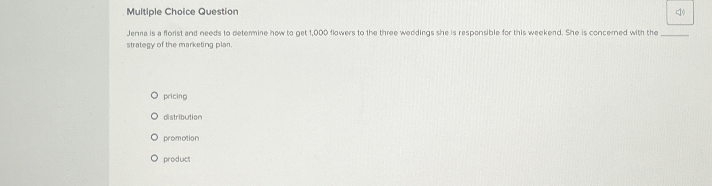  Multiple Choice Question Jenna is a florist and needs to determine