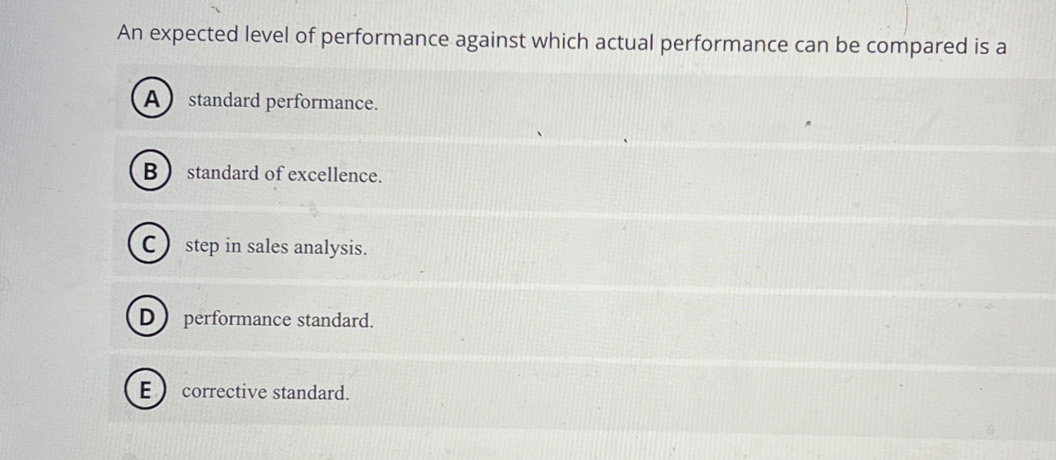  An expected level of performance against which actual performance can be