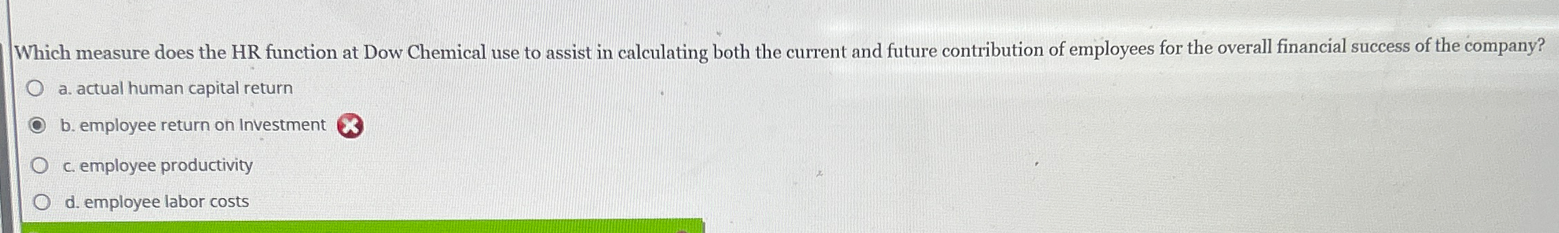  Which measure does the HR function at Dow Chemical use to
