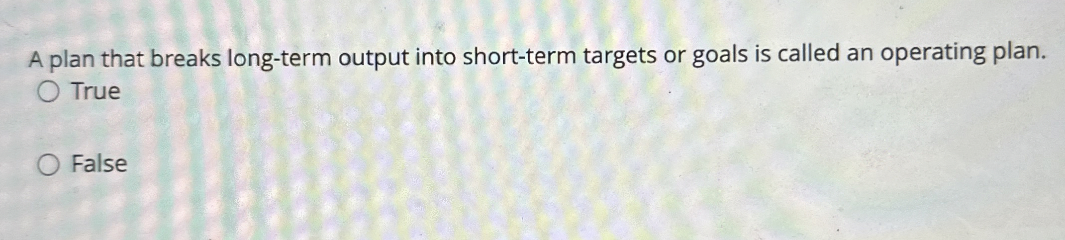  A plan that breaks long-term output into short-term targets or goals