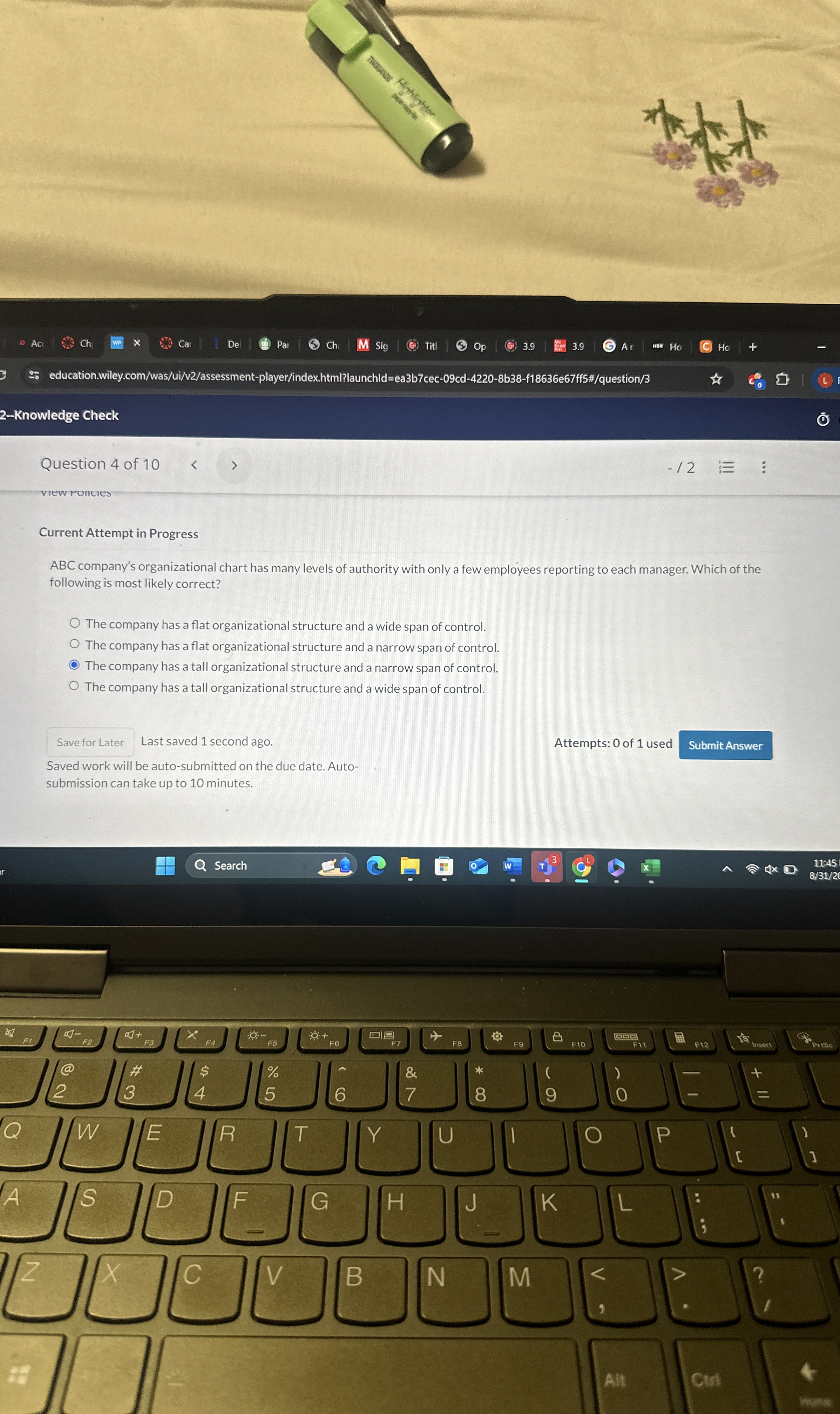  2--Knowledge Check Question 4 of 10 -2 Current Attempt in Progress