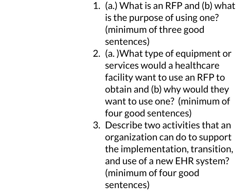  (a.) What is an RFP and (b) what is the purpose