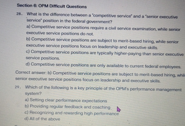  Section 6: OPM Difficult Questions 28. What is the difference between