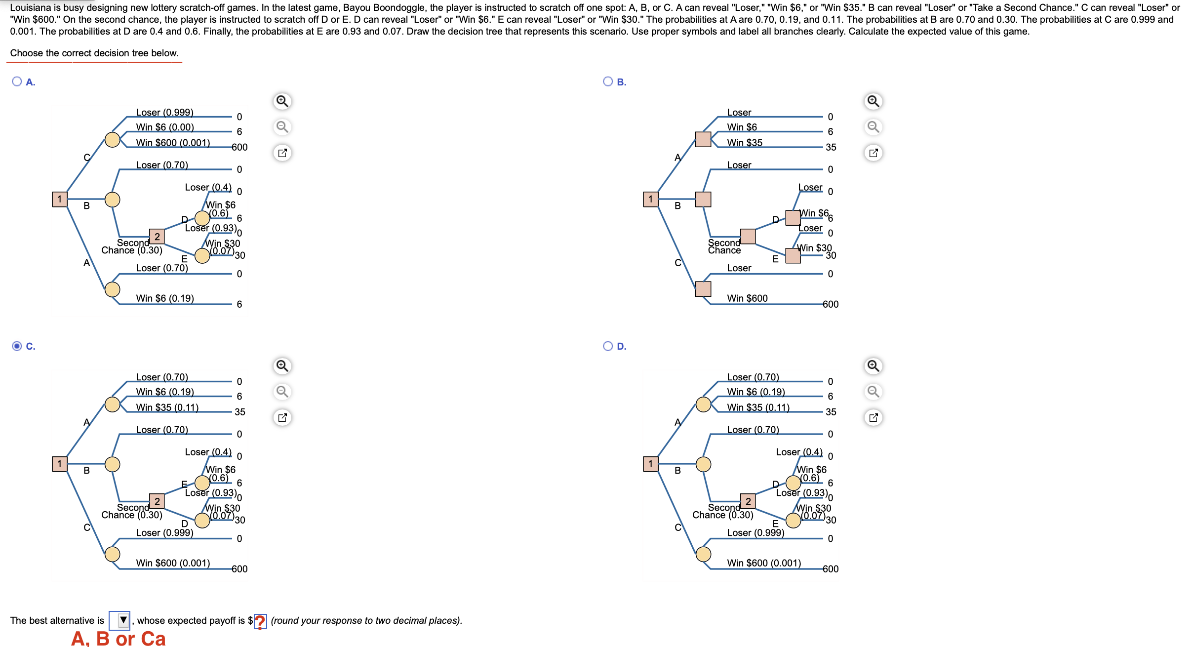 Choose the correct decision tree below. (Operations Management) 