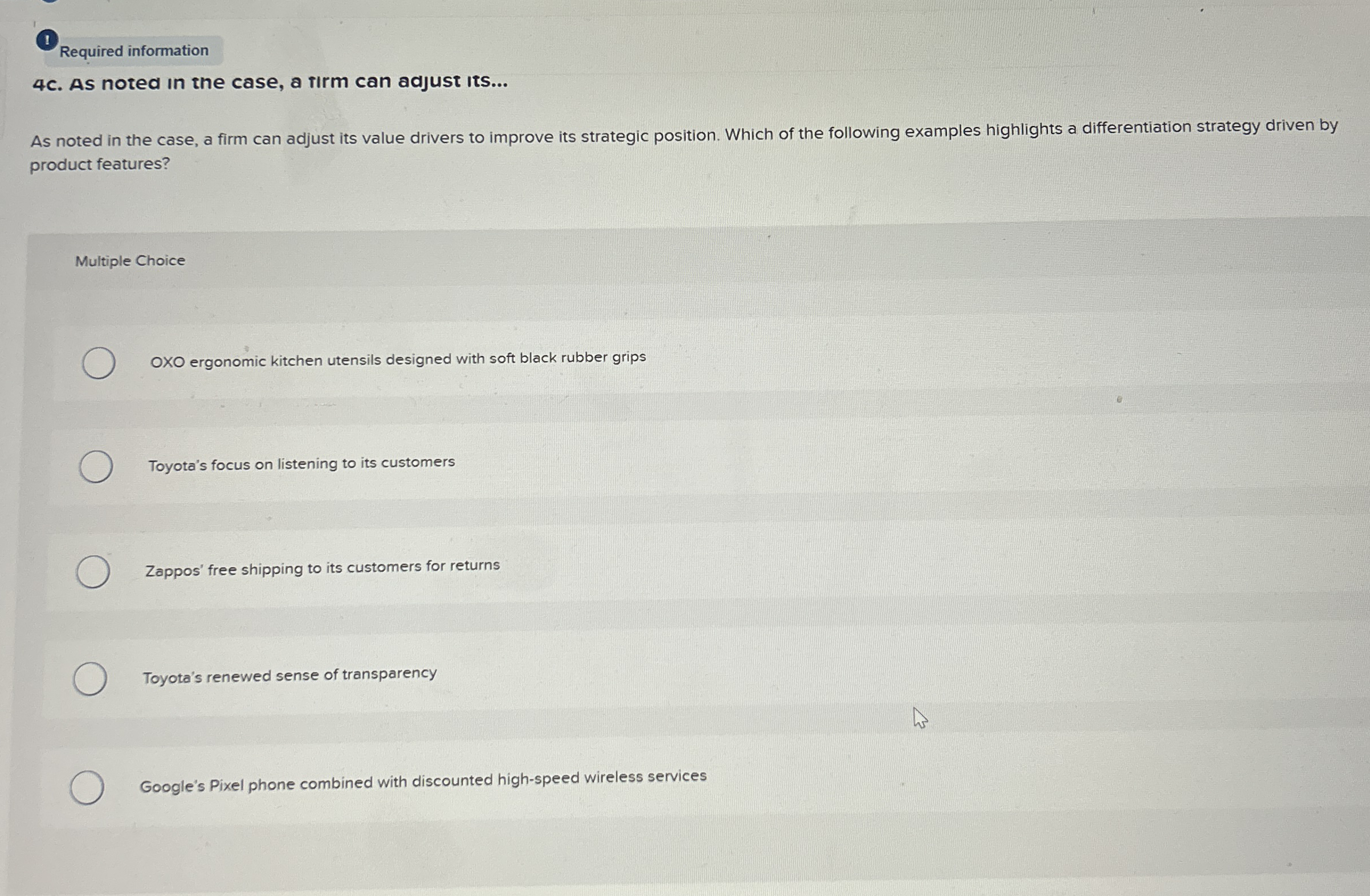  (1) Required information 4c. As noted in the case, a irm