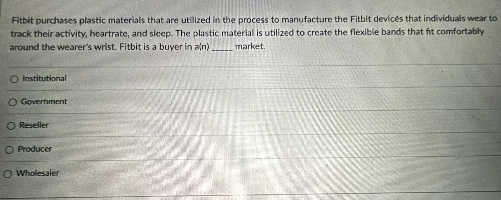  Fitbit purchases plastic materials that are utilized in the process to