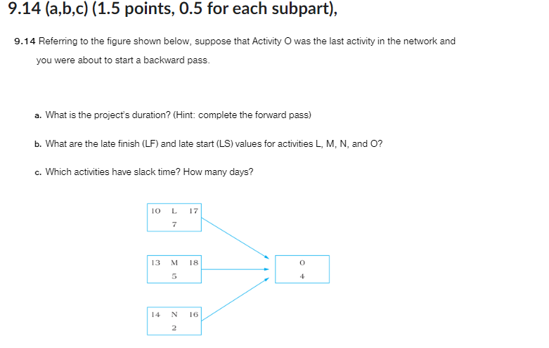  9.14(a,b,c)(1.5 points, 0.5 for each subpart), 9.14 Referring to the figure