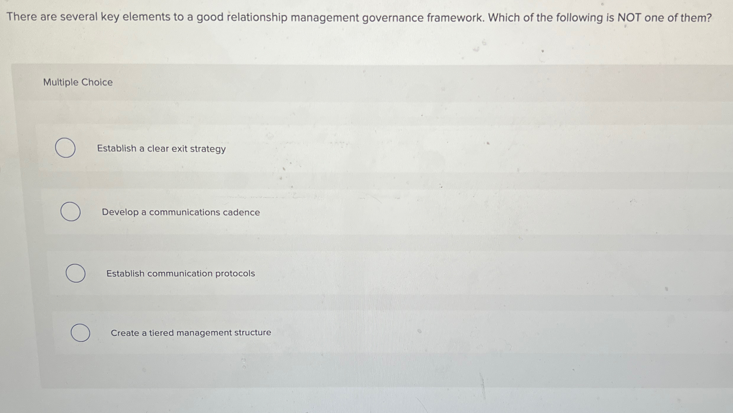  There are several key elements to a good relationship management governance