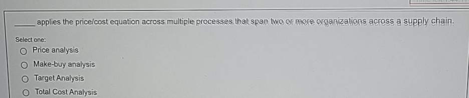  applies the price/cost equation across multiple processes that span two or