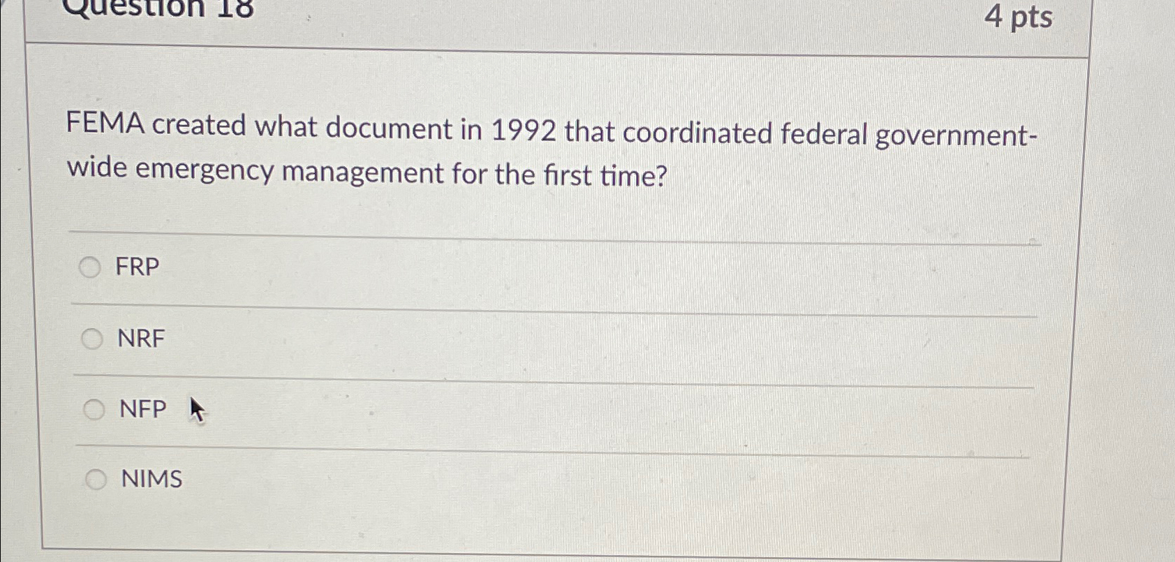  FEMA created what document in 1992 that coordinated federal governmentwide emergency