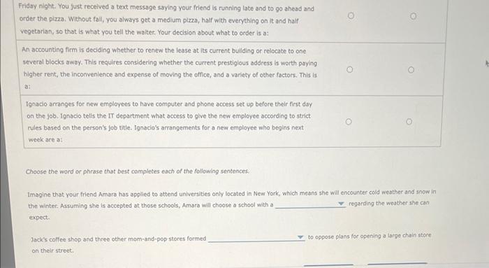 each of the following sentences. Imagine that your friend Amara has applied