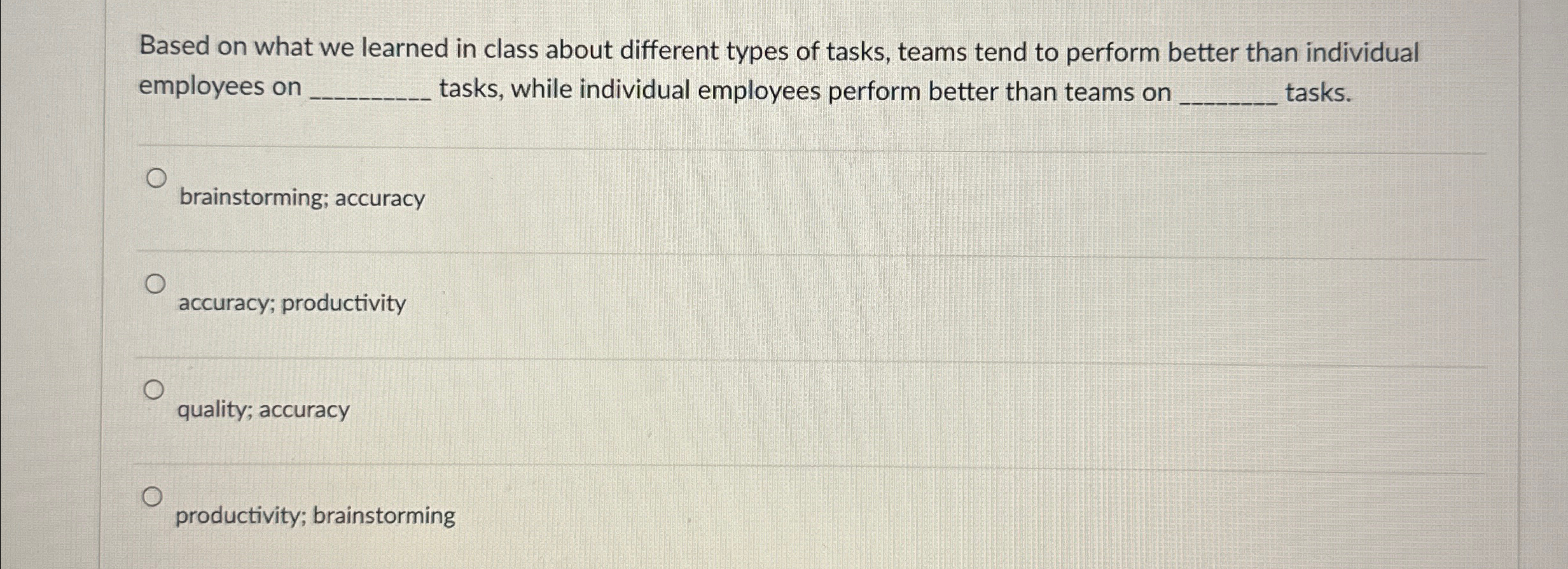  Based on what we learned in class about different types of