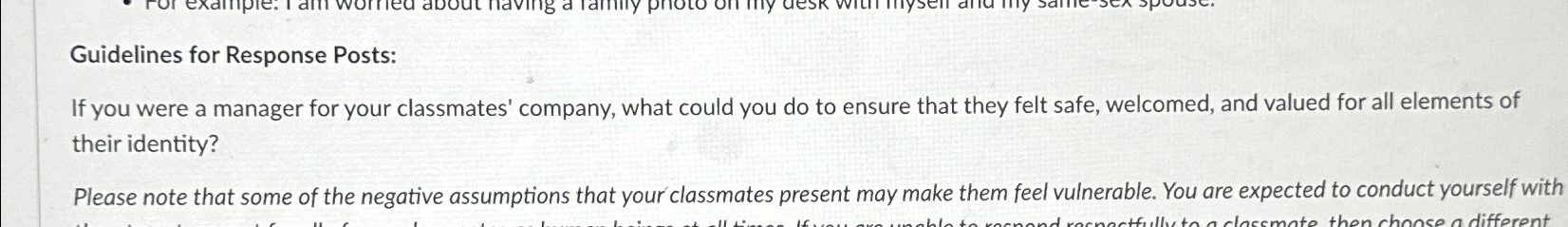  Guidelines for Response Posts: If you were a manager for your