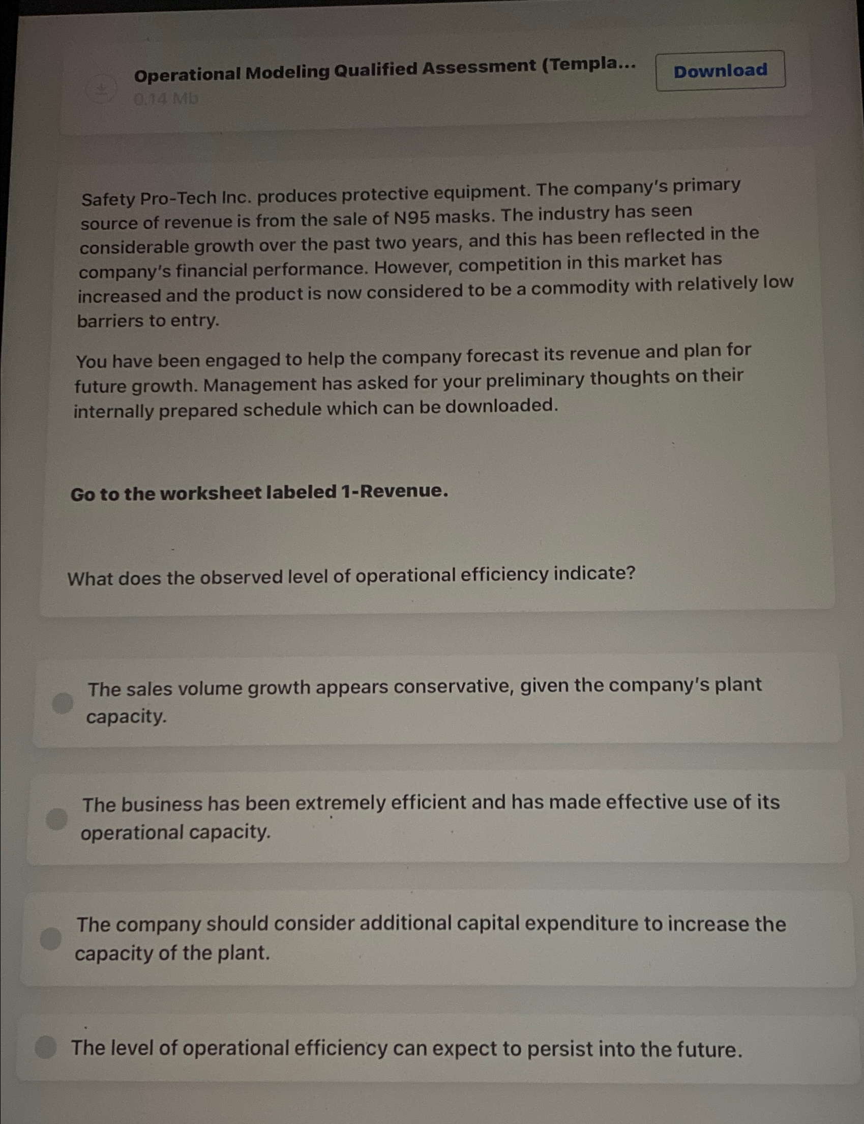  Operational Modeling Qualified Assessment (Templa... a.14 Mb Safety Pro-Tech Inc. produces