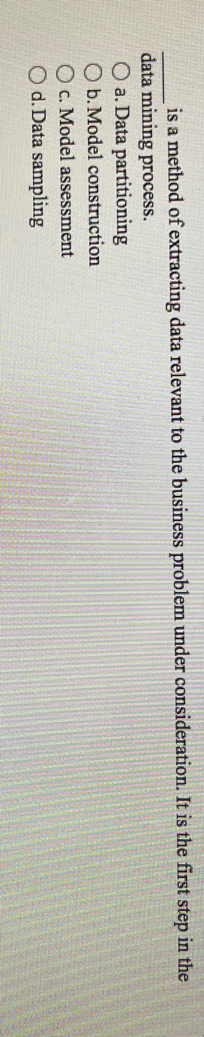  q, is a method of extracting data relevant to the business