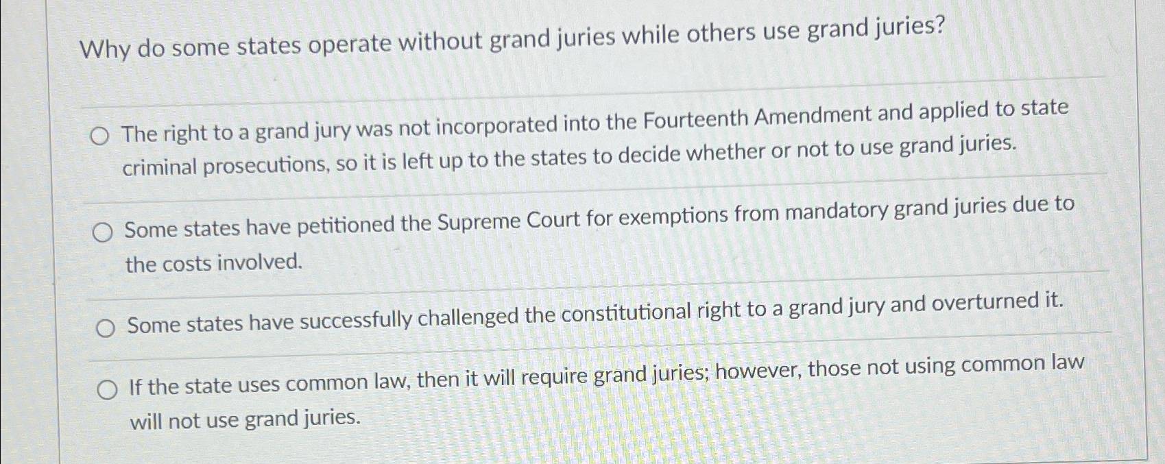  Why do some states operate without grand juries while others use