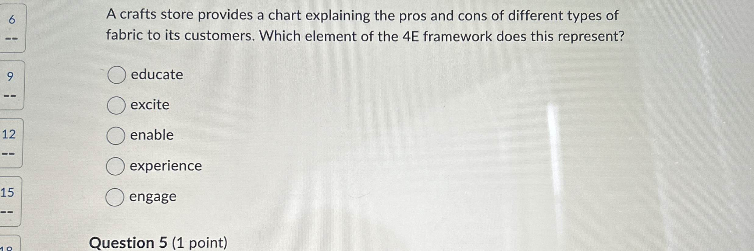  6 A crafts store provides a chart explaining the pros and