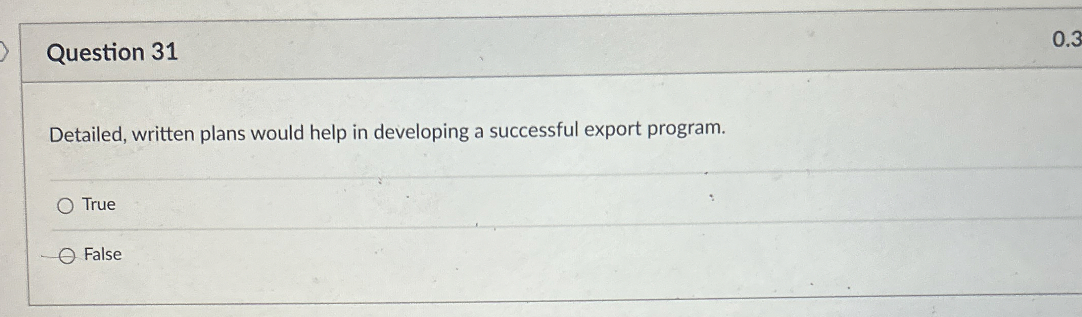  Question 31 Detailed, written plans would help in developing a successful
