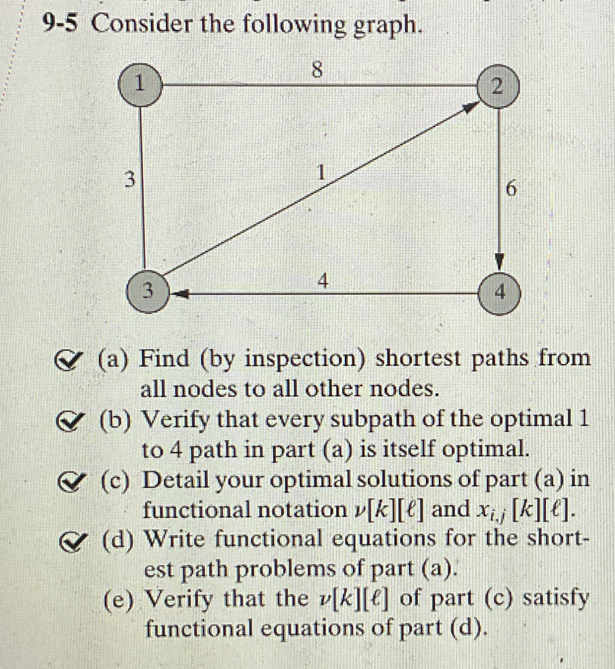  9-5 Consider the following graph. (a) Find (by inspection) shortest paths