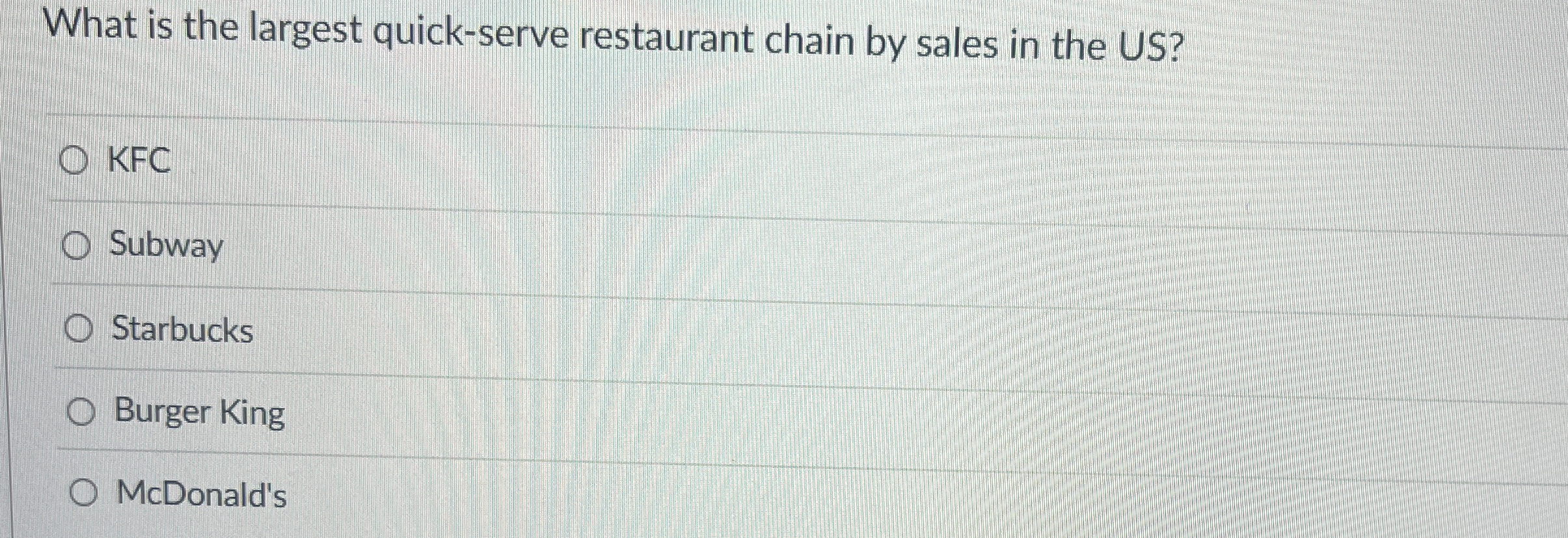  What is the largest quick-serve restaurant chain by sales in the