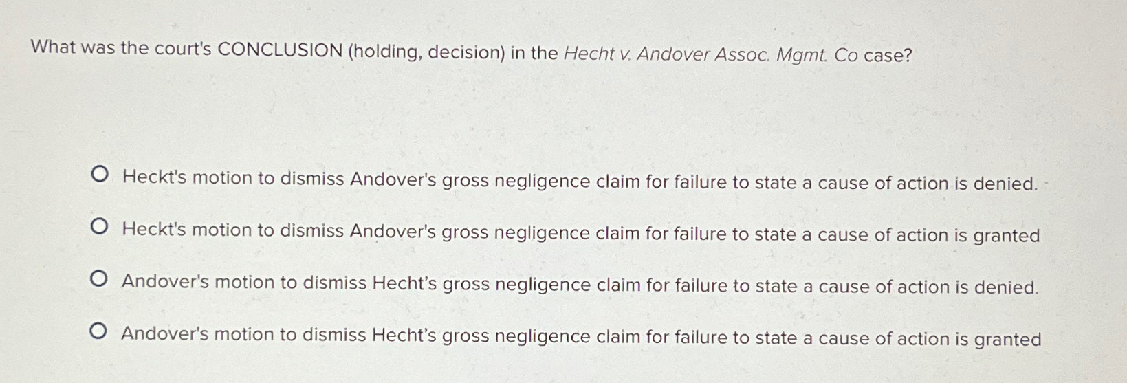  What was the court's CONCLUSION (holding, decision) in the Hecht v.