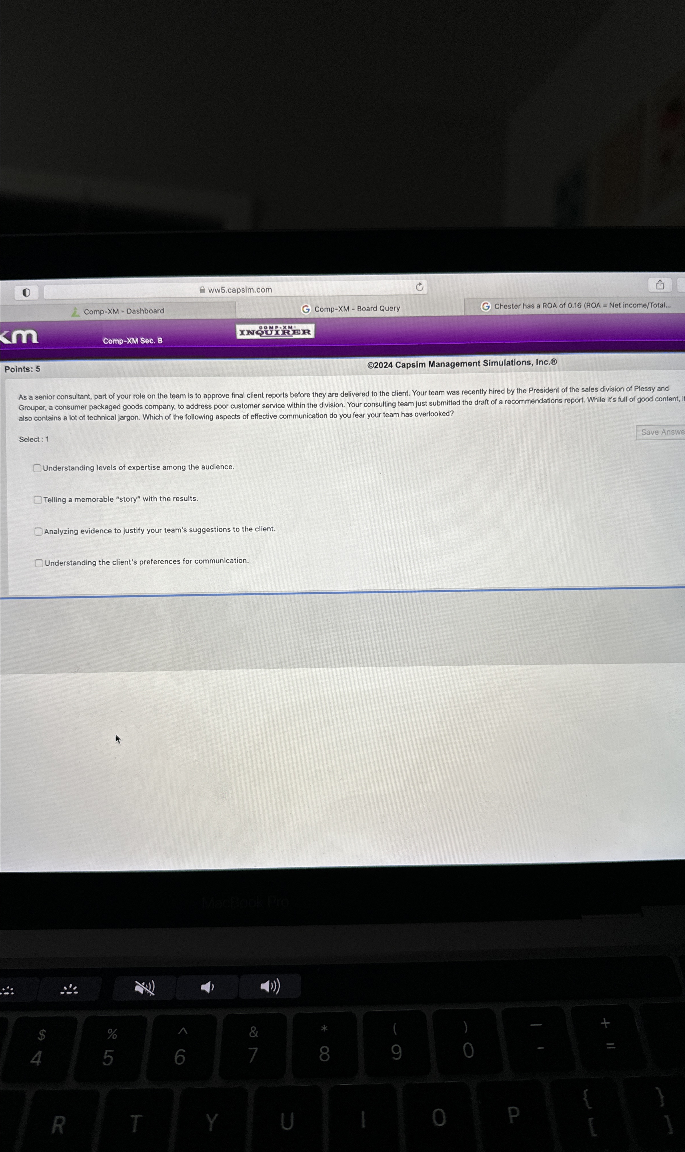  (1) Ww5.capsim.com Comp-XM - Dashboard Comp-XM - Board Query Chester has