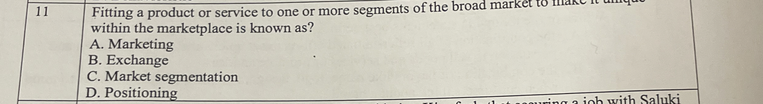  11, Fitting a product or service to one or more segments