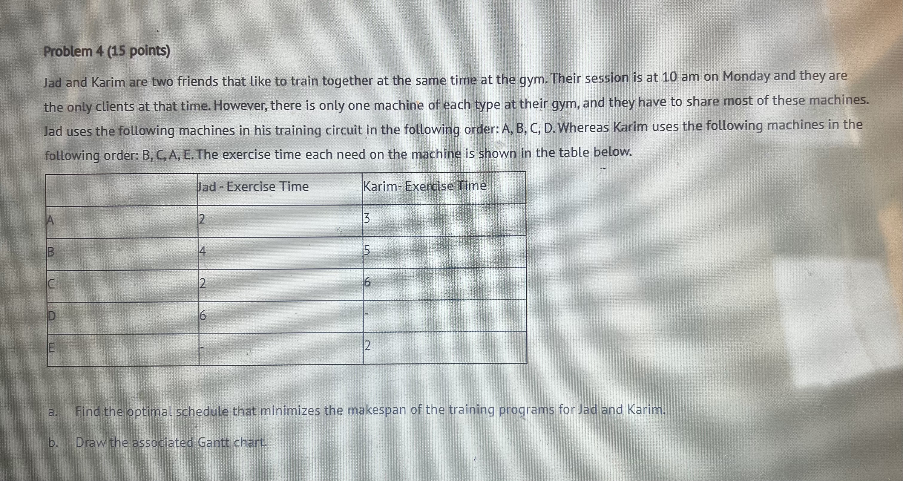  Problem 4(15 points) Jad and Karim are two friends that like