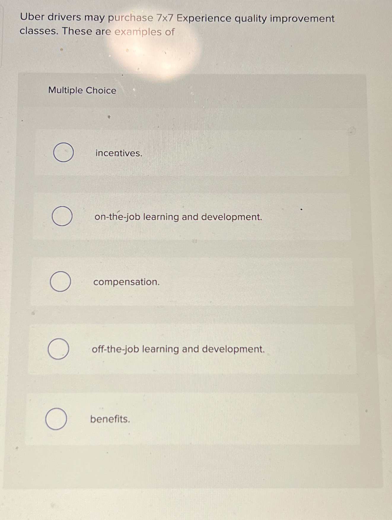  Uber drivers may purchase 77 Experience quality improvement classes. These are