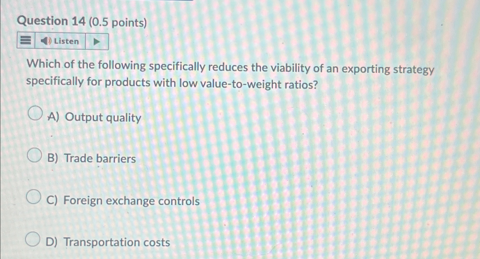  Question 14(0.5 points) Which of the following specifically reduces the viability